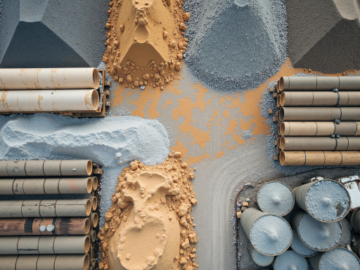 港口码头施工现场，使用土工材料进行地基处理